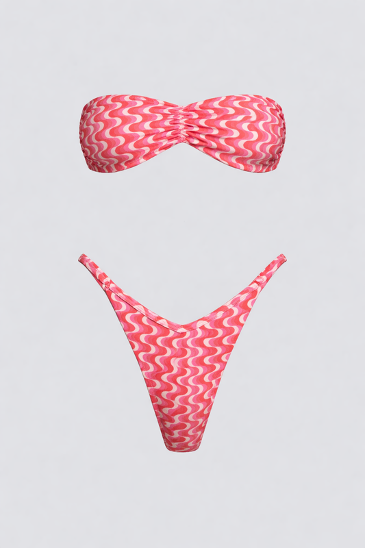 Bikinioberteil mit Dreiecksform und Bindebändern
