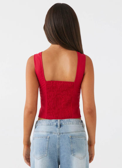 Bustier Tanktop mit Raffung und Schlitz